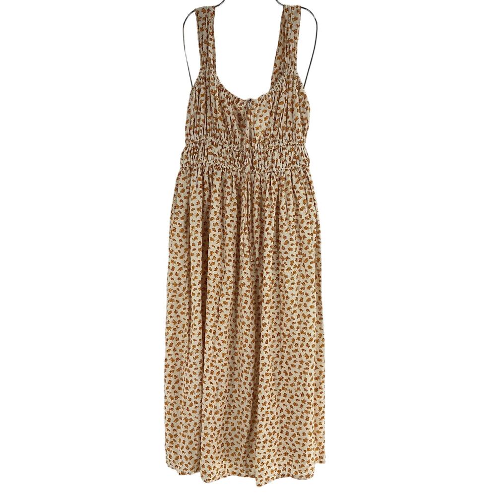 Faithfull the Brand Beige Floral Midi Dress